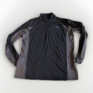 L.L.Bean Mens Large Tall Quarter Zip Lightweight Pullover Black Gray LT